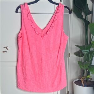 Lilly Pulitzer Vibrant Pink Ruffle Tank Top